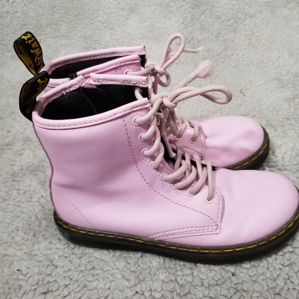 Doc Martens Kids Zavala J Combat Boots Size 3 Pastel Pink Lace Up Punk Grunge - Picture 7 of 16